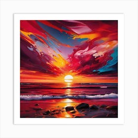 Sunset Over The Ocean 34 Art Print