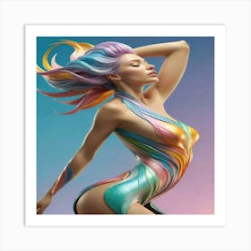 Woman With Colorful Hair Art Print