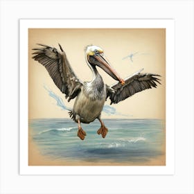 Pelican In Flight 3 Art Print