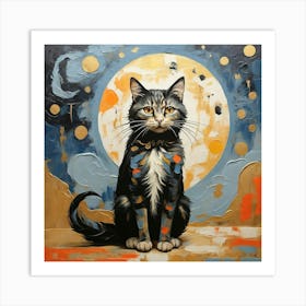 Cat In The Moonlight 6 Art Print