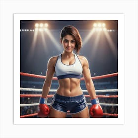 Boxing Girl In Boxing Ring 2 Art Print