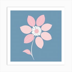 A White And Pink Flower In Minimalist Style Square Composition 451 Art Print