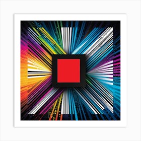 The Red Square And The Aesthetics Of Technology And Abstract Digital Art - Colorful Illustration Art Print