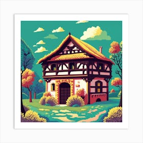 Pixel Art Medieval House Poster 3 Art Print