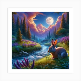 Rabbit Eating Grass Art Print