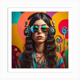 Hippy girl Art Print