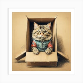 Cat In A Box 27 Art Print