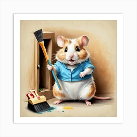 Hamster Cleaning 2 Art Print