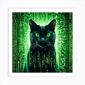 matrix rain cat Art Print