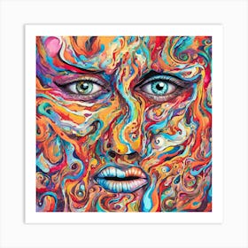 Psychedelic Picasso Face Art Print