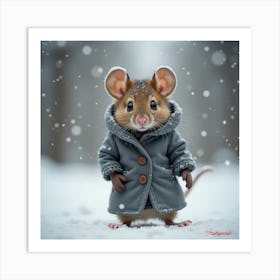 Mouse In The Snow Art Print