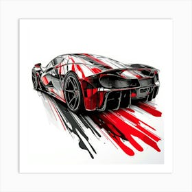 Color Drip Design A Sleek Sports Car 1 Art Print