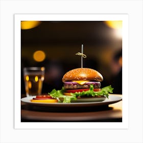 Hamburger On A Plate Art Print