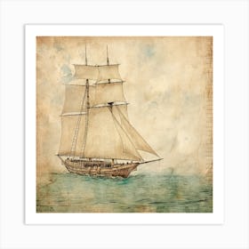 Vintage Sailboat 10 Art Print