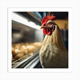 Chicken In A Cage Art Print