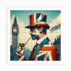 Abstract Puzzle Art English gentleman in London 2 Art Print