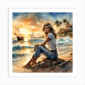 Relaxing at the Beach Art Print