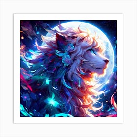 Lion In The Moonlight 1 Art Print