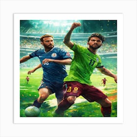 Soccer Players In Action Art Print