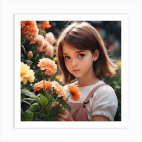 Little Girl With Flowers Art Print