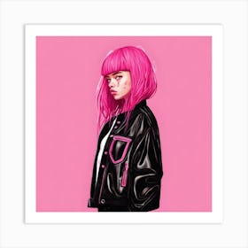 Girl With Pink Hair Art Print