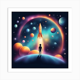 Space Rocket Art Print