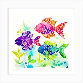 Three Colorful Fish Art Print