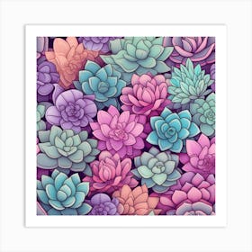 Succulents Seamless Pattern Art Print