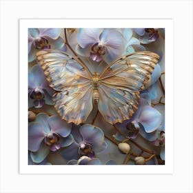 Orchids And Butterflies 2 Art Print