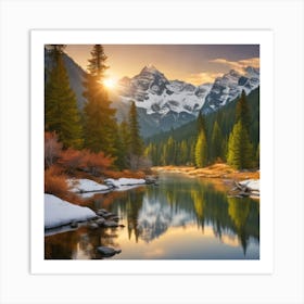 Sunrise In The Mountains 4 Art Print