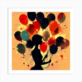 Girl With Balloons 3 Art Print