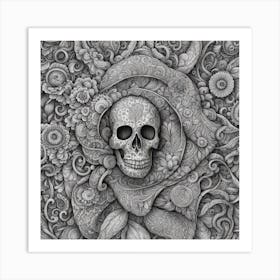 Skull And Flowers Art Print