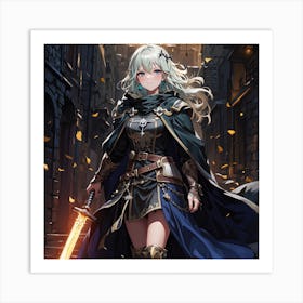 Anime Girl With Sword Art Print