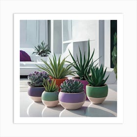 Succulents In Pots 3 Art Print