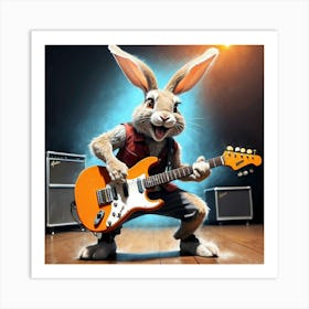 Rabbit Playing Guitar 9 Art Print