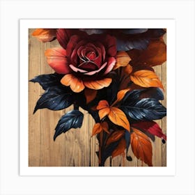 Roses On Wood Art Print