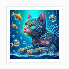 Cyborg Cat Art Print