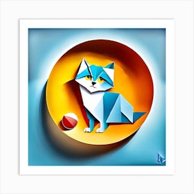 Origami Cat Art Print