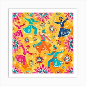 Baisakhi Banner Texture With Punjabi Dance Motif 17183 1 Art Print