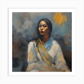 Woman In White Art Print