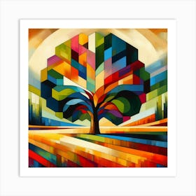 Abstract modernist Oak tree 1 Art Print