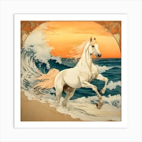 White Horse On The Beach 1 Art Print