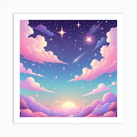 Sky With Twinkling Stars In Pastel Colors Square Composition 129 Art Print