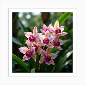 A Beautiful Arrangement Of Wild Orchids In A Tropical Setting 3 Art Print