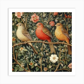 Three Birds On A Branch Art 13 Art Print