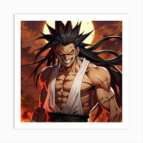 Anime Character In Front Of A Fire Art Print