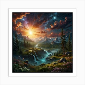 Landscape At Night Art Print