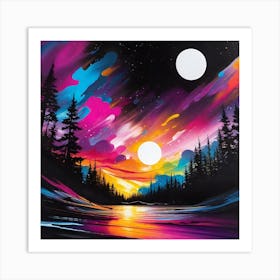 Sunset In The Woods 7 Art Print