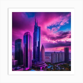 Skyscrapers At Sunset 1 Art Print