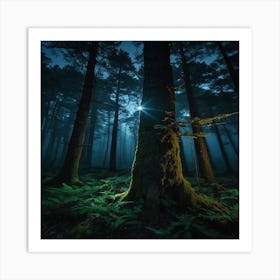 Forest At Night Art Print